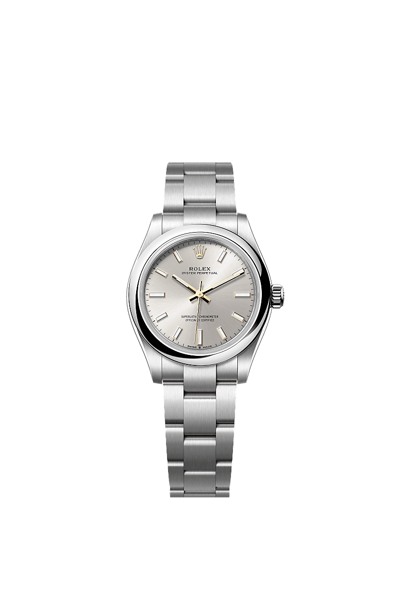 Oyster Perpetual 31, Oyster, 31 mm, Edelstahl Oystersteel, Zifferblatt : Silbern, Rolex