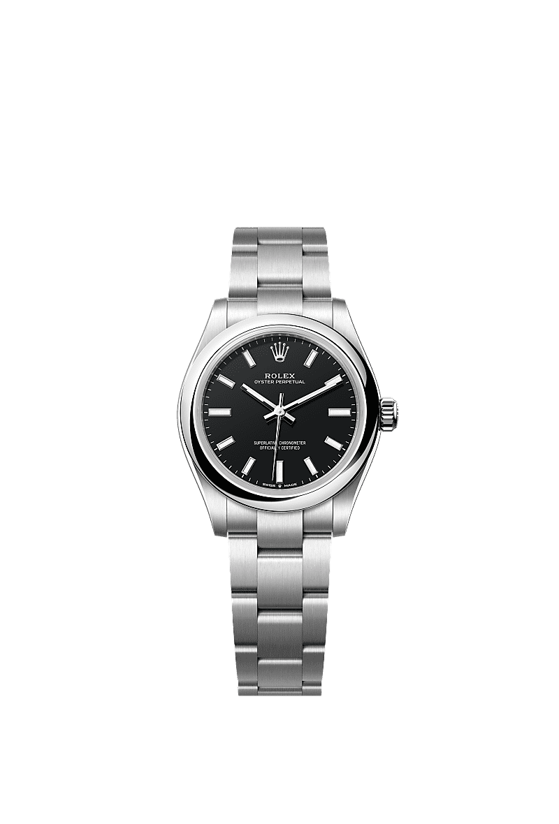 Oyster Perpetual 31, Oyster, 31 mm, stal Oystersteel, Tarcza : Kolor czarny, Rolex