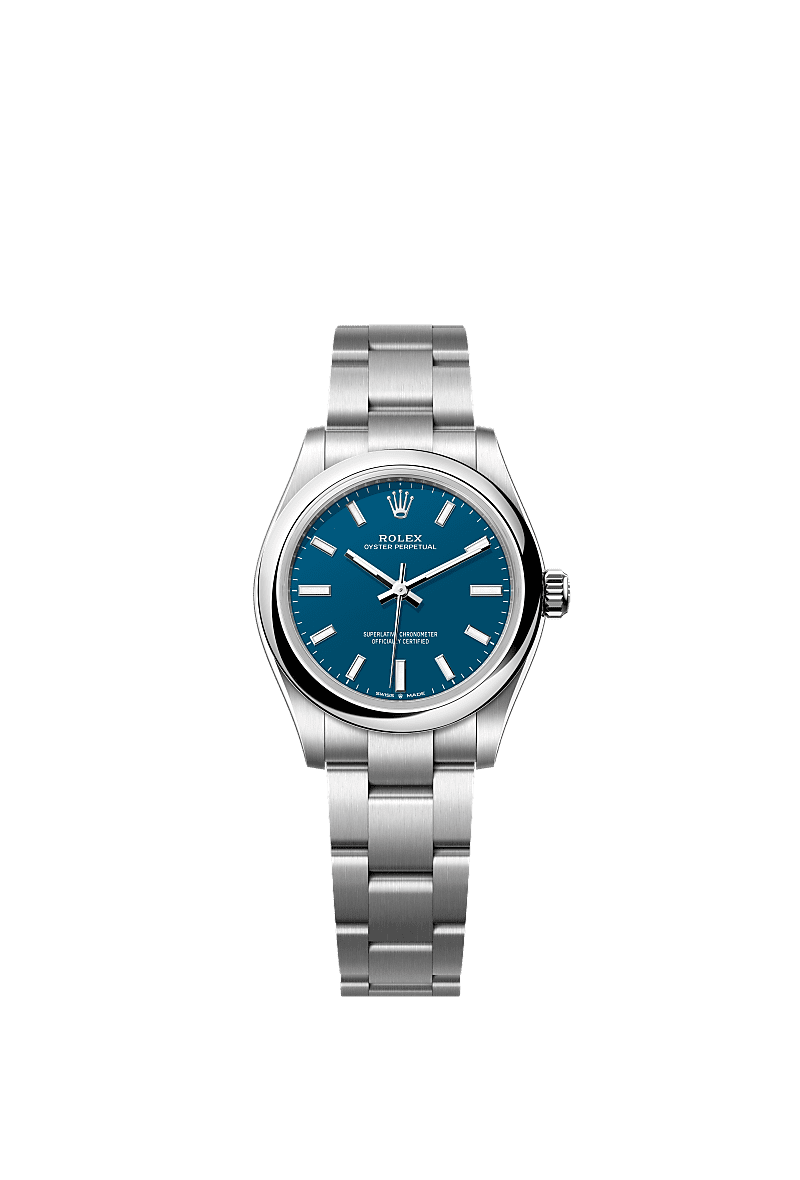 Oyster Perpetual 31, اویستر، ۳۱ میلیمتری، اویستراستیل, صفحه : آبی مدیوم, Rolex