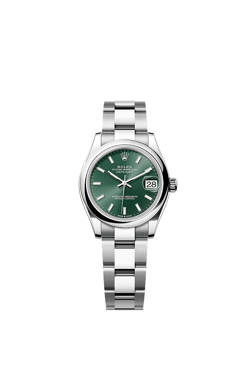 デイトジャスト 31, オイスター、31 mm、オイスタースチール, ダイアル : ミントグリーン, Rolex