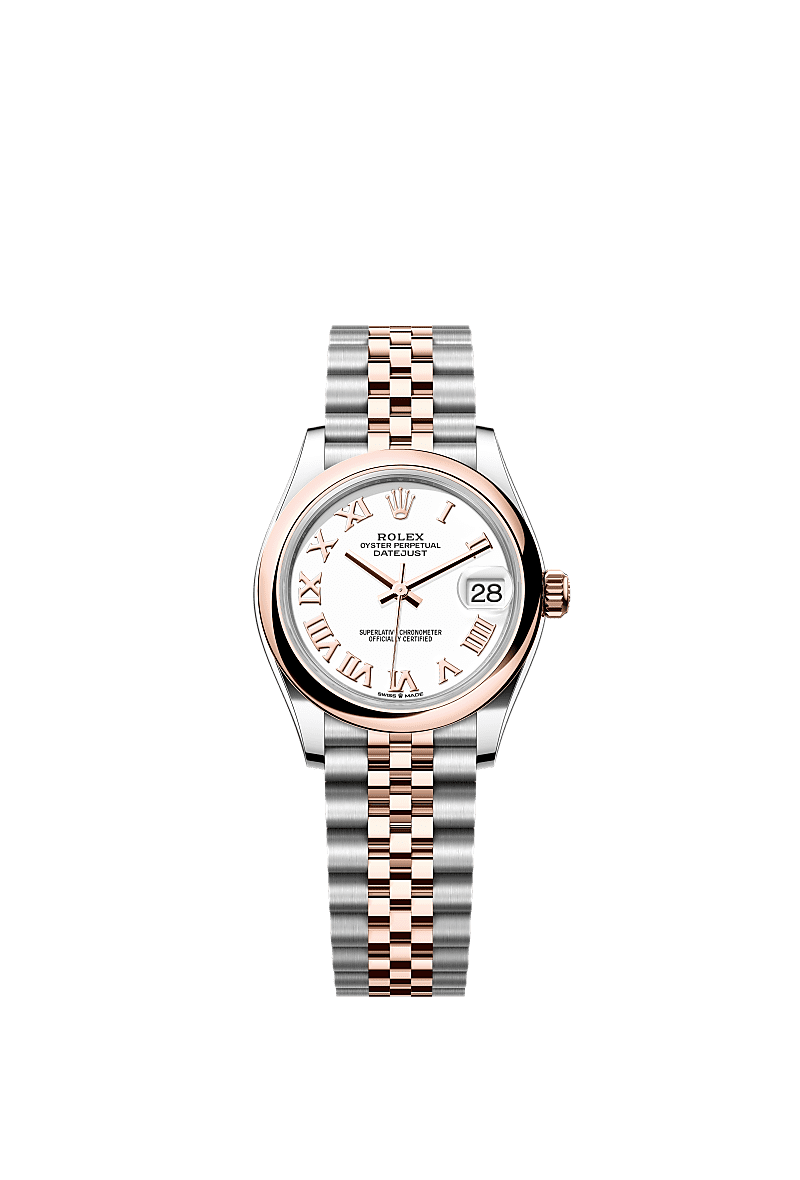ديت جست ٣١, أويستر، ٣١ مم، من فولاذ أويستر ستيل وذهب إيفروز, المينا : أبيض, Rolex