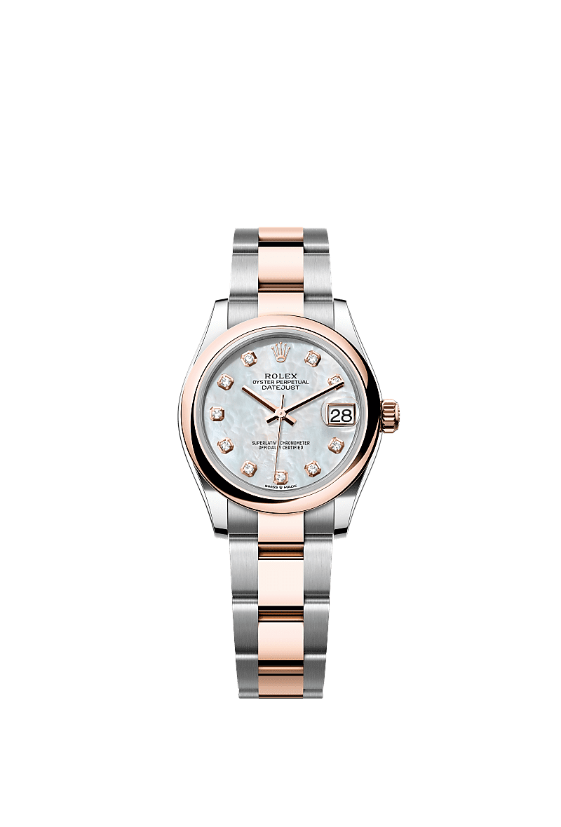 Datejust 31, Oyster, 31 mm, Oystersteel çelik ve Everose altın, Kadran : Pırlantalı beyaz sedef, Rolex