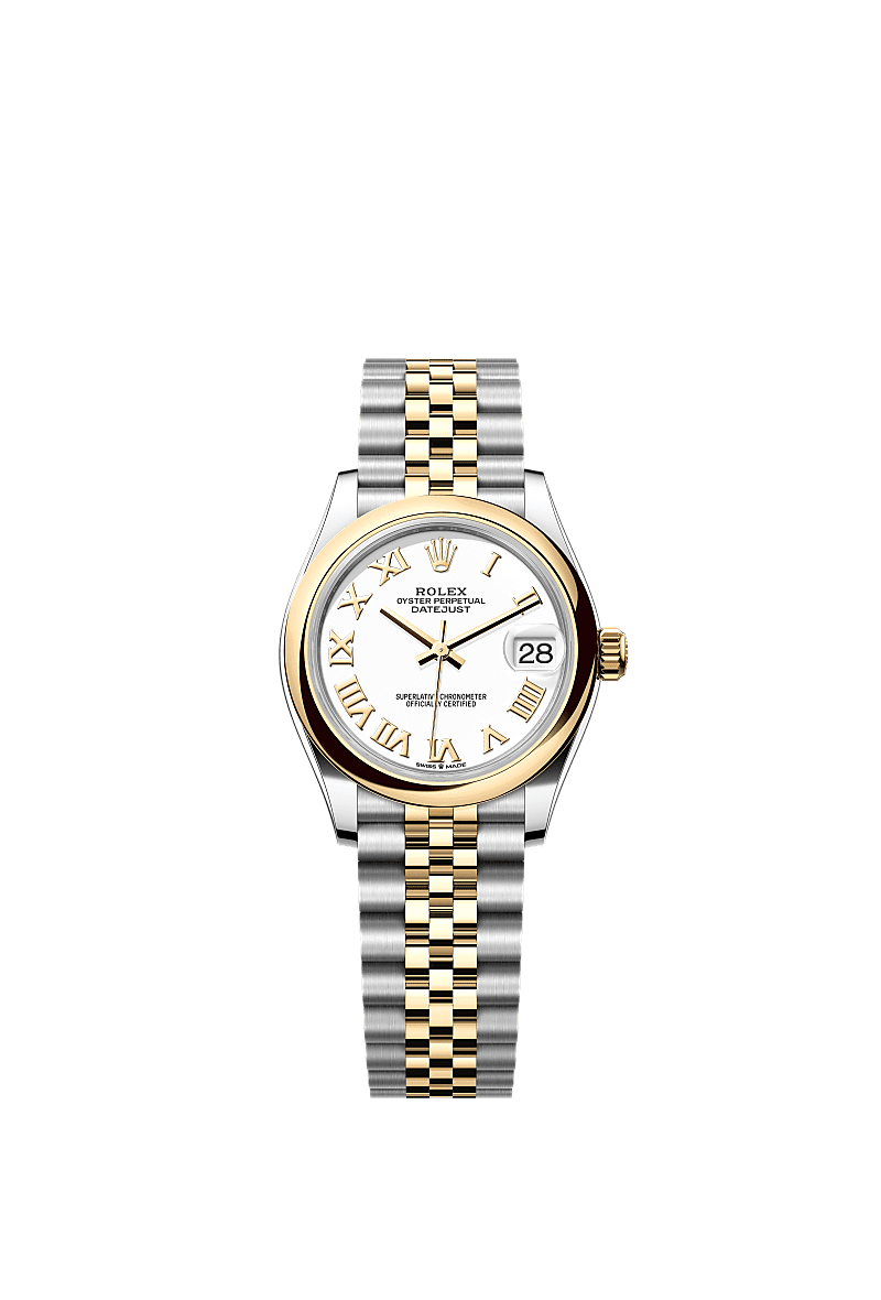 Datejust 31, Oyster, 31 mm, Oystersteel en geelgoud, Wijzerplaat : Wit, Rolex