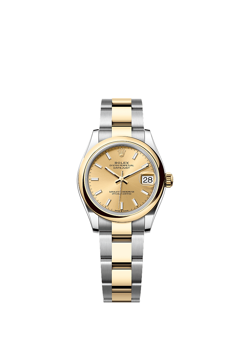 Datejust 31, Oyster, 31 mm, Edelstahl Oystersteel und Gelbgold, Zifferblatt : Champagnerfarben, Rolex