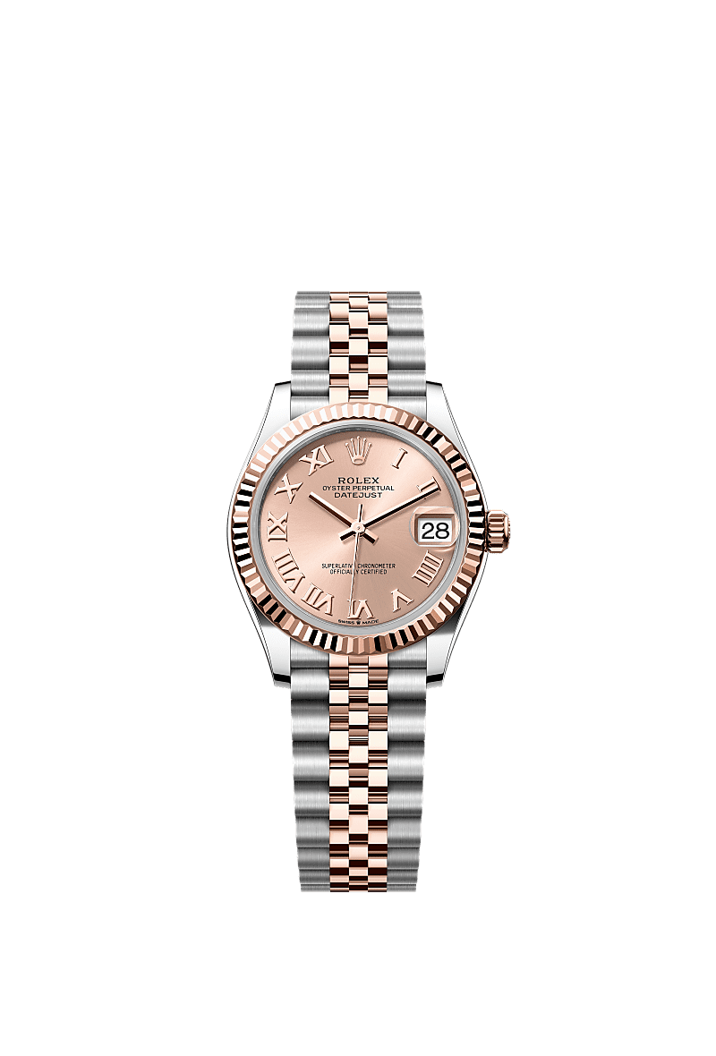 Datejust 31, 蠔式,31毫米,永恒玫瑰金及蠔式鋼, 錶面 : 玫瑰金色, Rolex