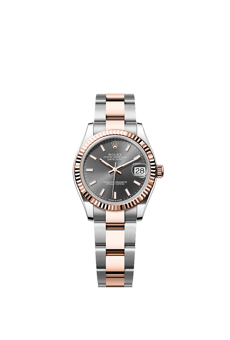 Datejust 31, Oyster, 31 mm, Oystersteel dan emas Everose, Dial : <i>Slate</i>, Rolex