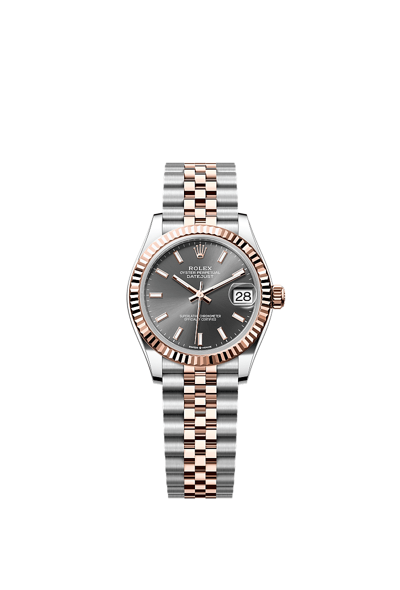 Datejust 31, Oyster, 31 mm, acero Oystersteel y oro Everose, Esfera : Pizarra, Rolex