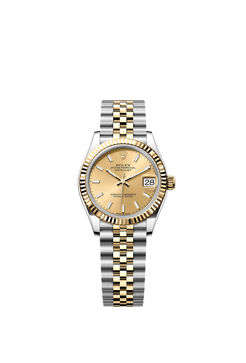 Datejust 31, 蠔式,31毫米,黃金及蠔式鋼, 錶面 : 香檳色, Rolex