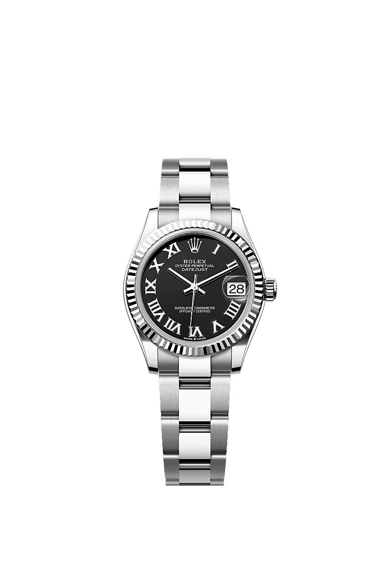 Datejust 31, Oyster, 31 mm, Oystersteel and white gold, Dial : Bright black, Rolex