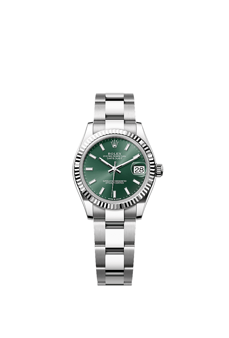 Datejust 31, Oyster, 31 mm, Oystersteel and white gold, Dial : Mint green, Rolex