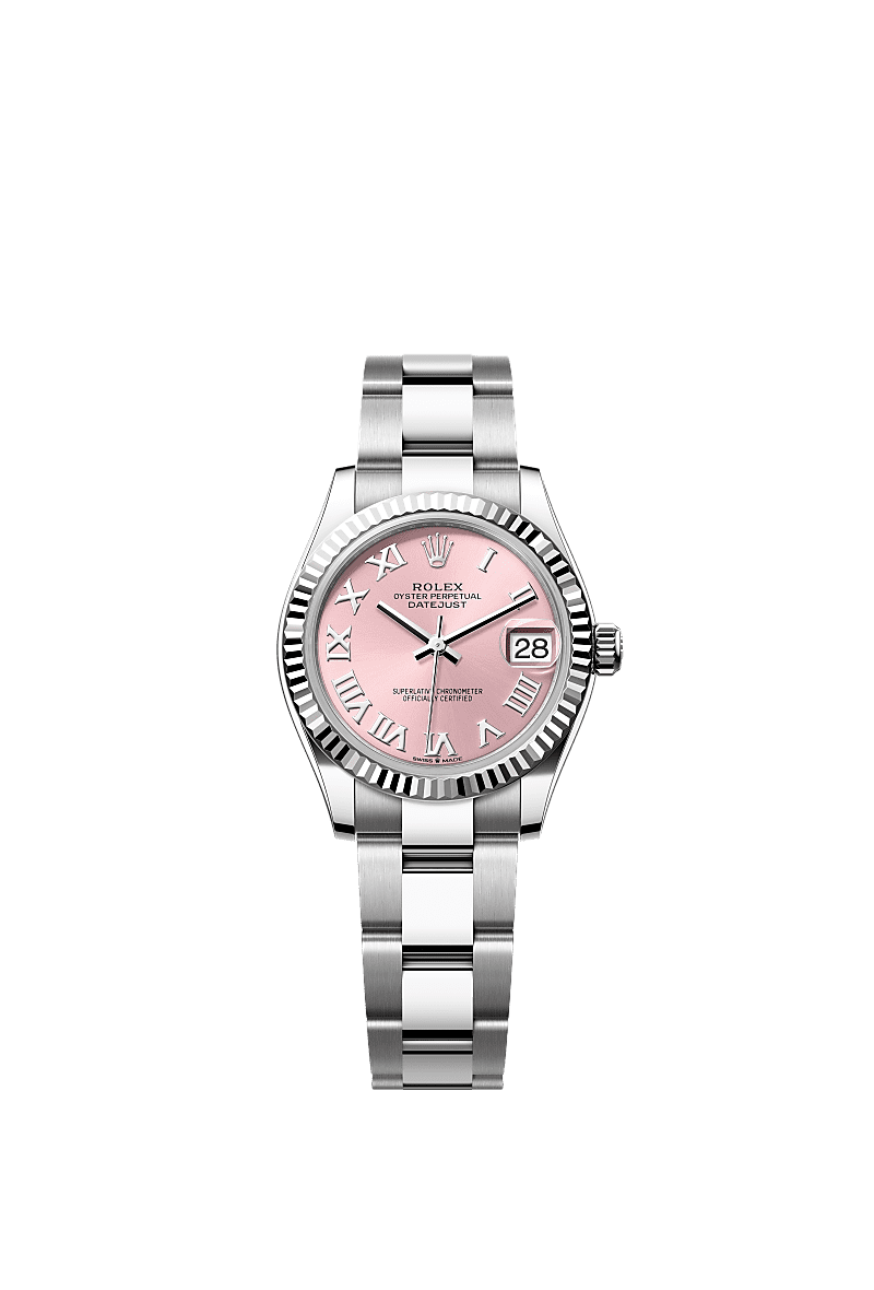 Datejust 31, Oyster, 31 mm, acciaio Oystersteel e oro bianco, Quadrante : Rosa, Rolex