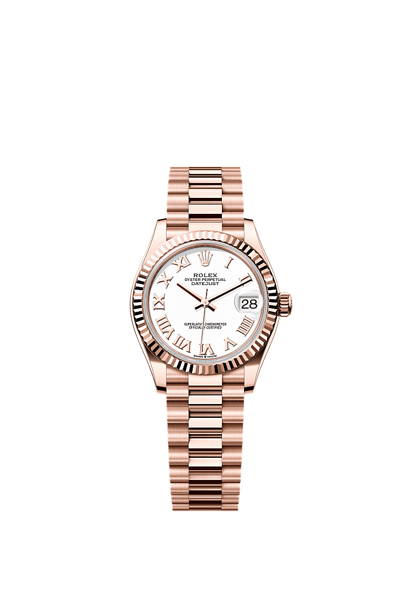 デイトジャスト 31, オイスター、31 mm、エバーローズゴールド, ダイアル : ホワイト, Rolex