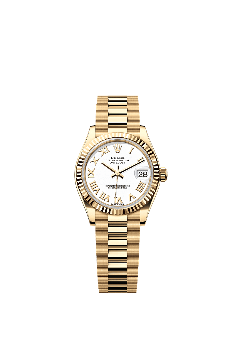 Datejust 31, Oyster, 31 mm, geelgoud, Wijzerplaat : Wit, Rolex
