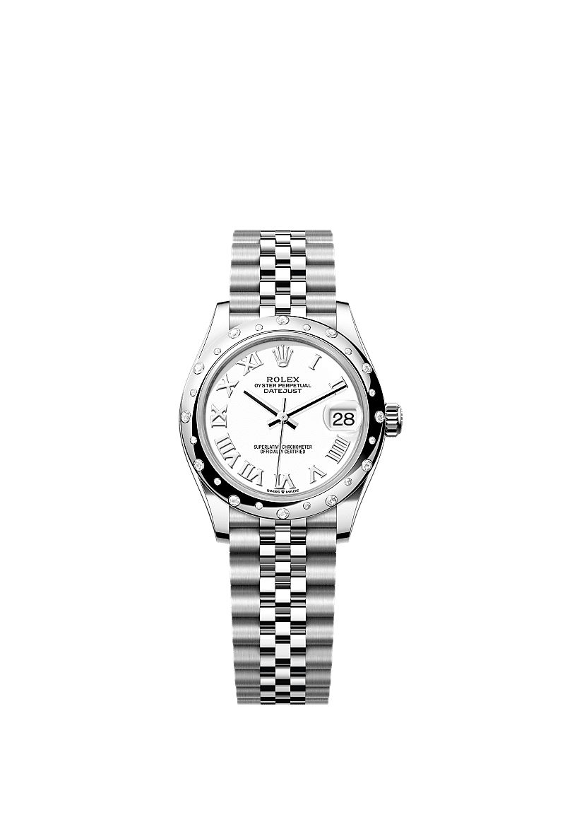 Datejust 31, Oyster, 31 мм, сталь Oystersteel, белое золото и бриллианты, Циферблат : Белый, Rolex