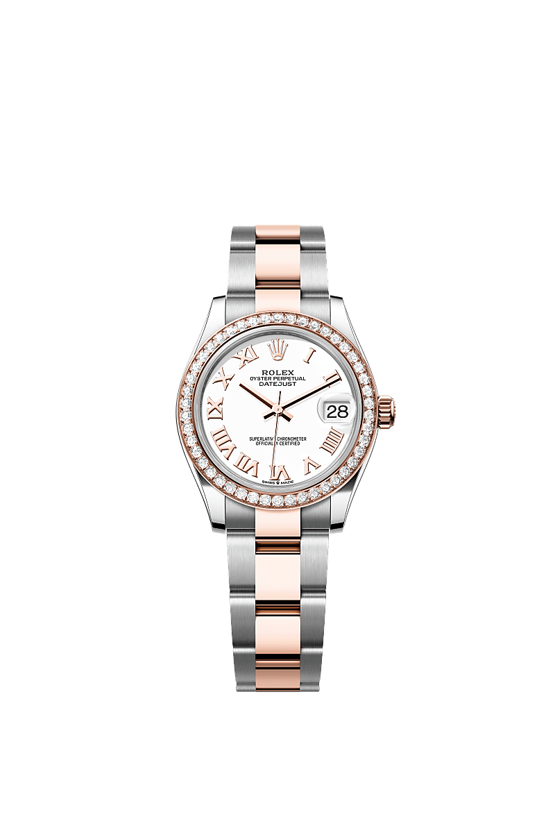 Datejust 31, Oyster, 31 mm, Edelstahl Oystersteel und Everose-Gold mit Diamanten, Zifferblatt : Weiß, Rolex