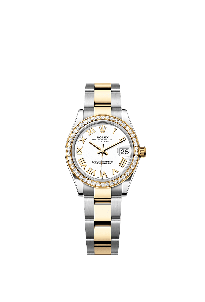 Datejust 31, Oyster, 31 mm, Oystersteel, yellow gold and diamonds, Dial : White, Rolex