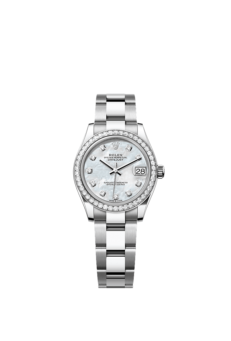 Datejust 31, Oyster, 31 mm, Oystersteel, white gold and diamonds, Dial : White mother-of-pearl set with diamonds, Rolex