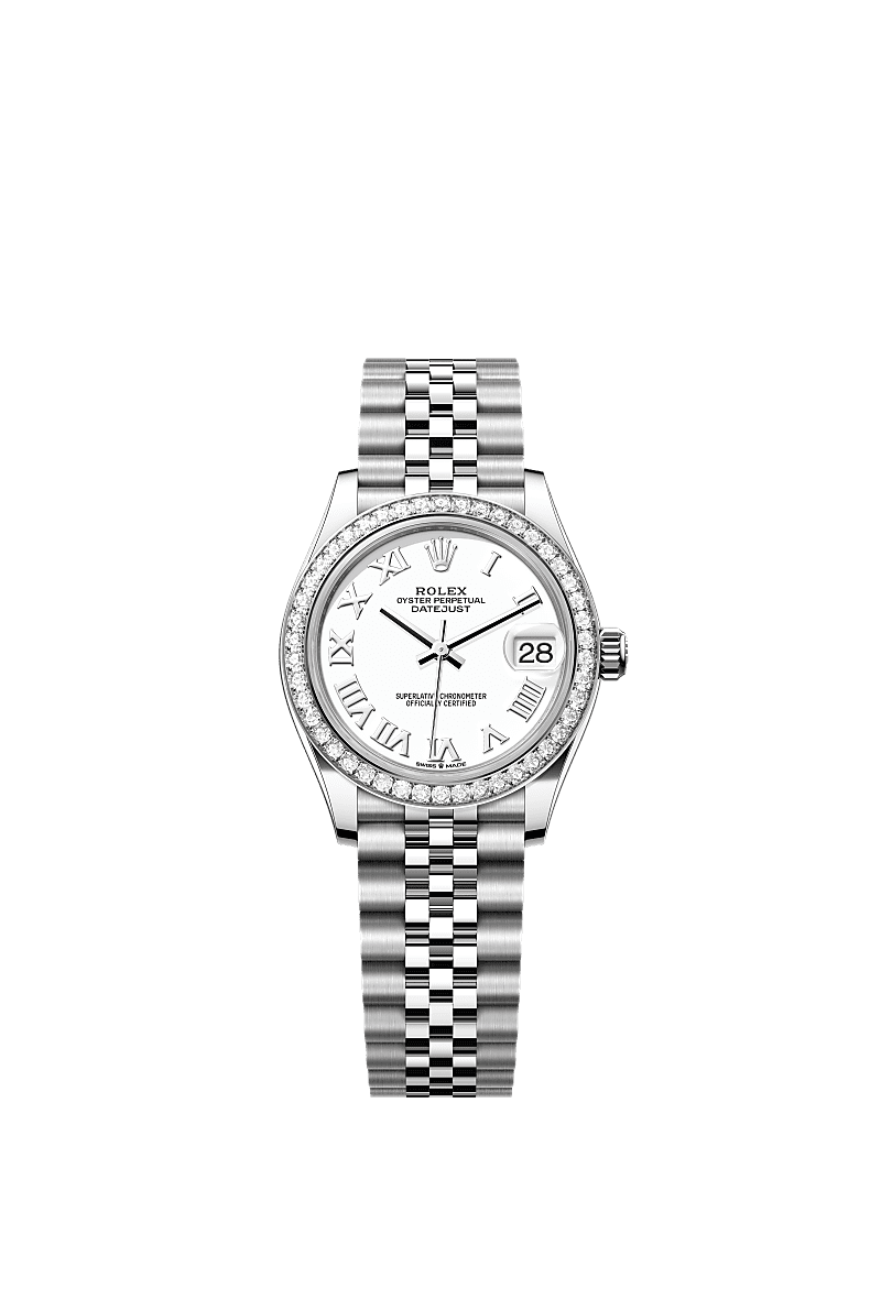 ديت جست ٣١, أويستر، ٣١ مم، من فولاذ أويستر ستيل والذهب الأبيض والألماس, المينا : أبيض, Rolex