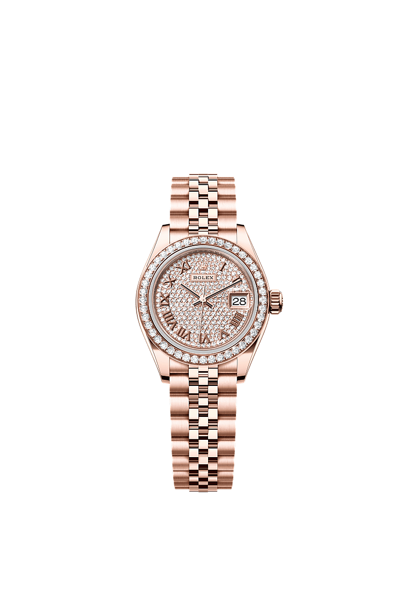 Lady-Datejust, Oyster, 28 mm, Everose-Gold mit Diamanten, Zifferblatt : Diamantpavé-Zifferblatt, Rolex