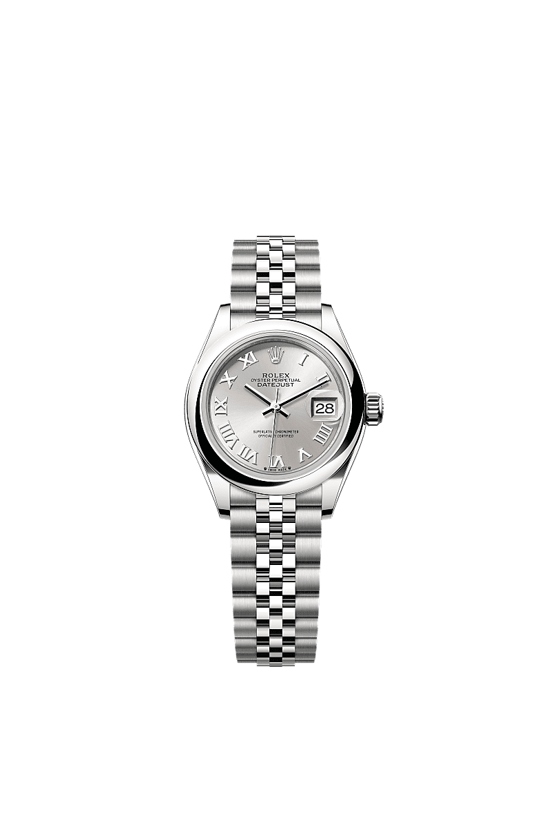 Lady-Datejust, 蠔式,28毫米,蠔式鋼, 錶面 : 銀色, Rolex