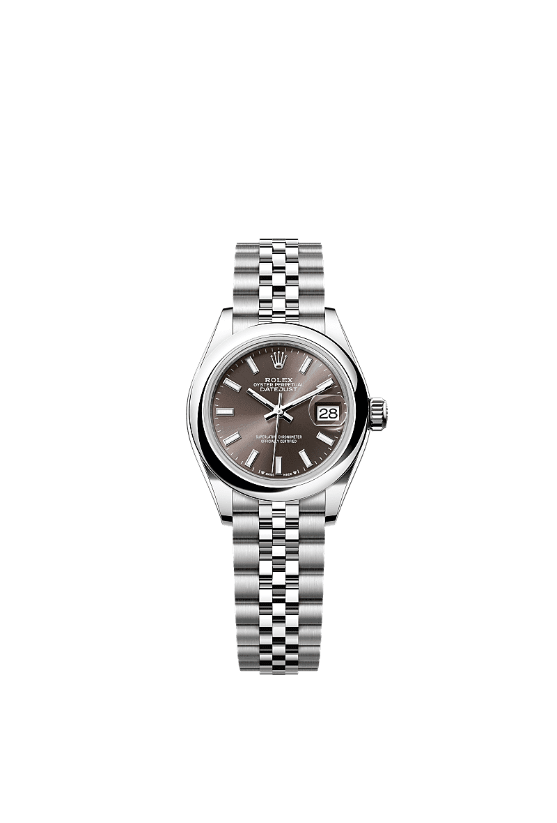 Lady-Datejust, Oyster, 28 mm, thép Oystersteel, Mặt đồng hồ : Xám đậm, Rolex