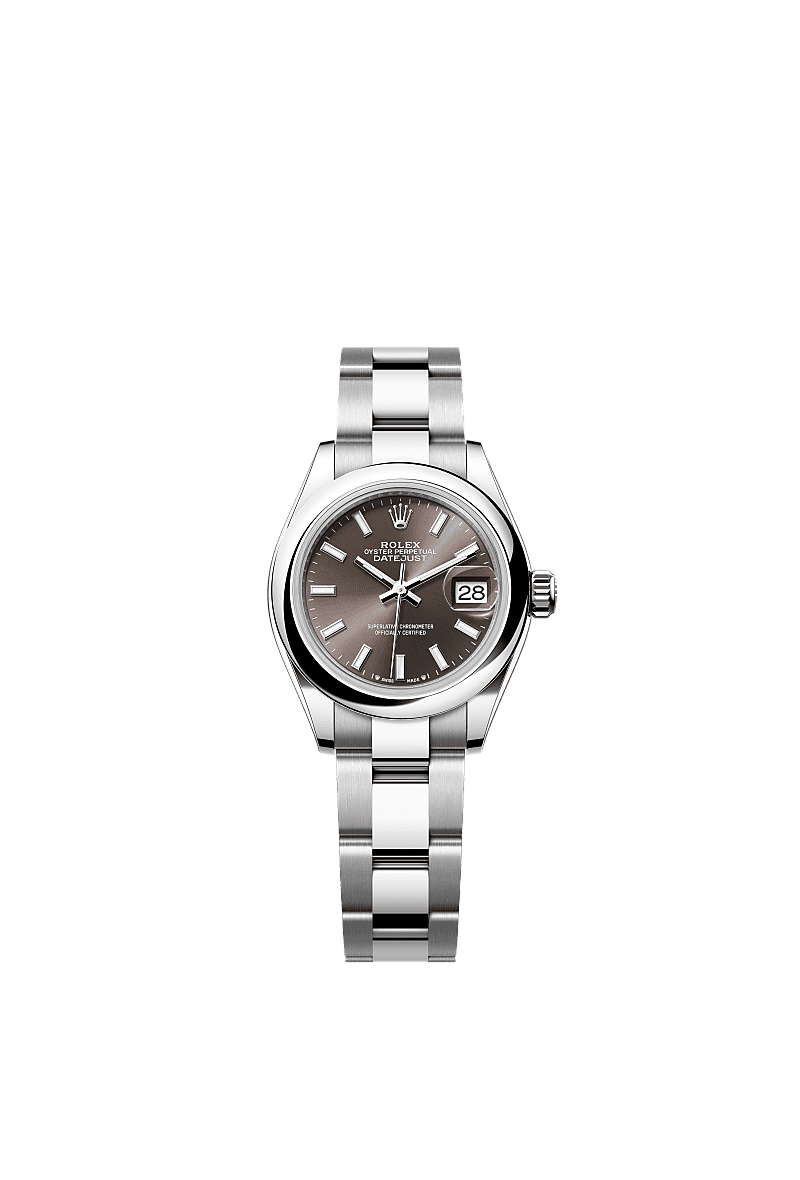 Lady-Datejust, Oyster, 28 mm, acciaio Oystersteel, Quadrante : Dark grey, Rolex