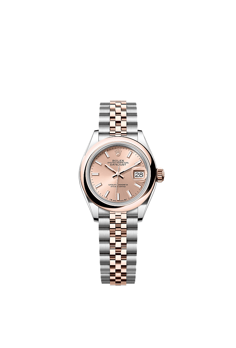Lady-Datejust, اویستر، ۲۸ میلیمتری، اویستراستیل و طلای اِورُز, صفحه‌ : به رنگ صورتی, Rolex