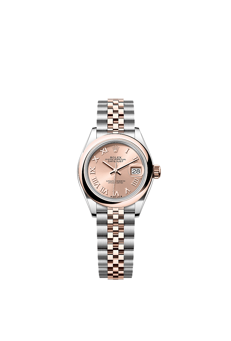 Lady-Datejust, Oyster, 28 мм, сталь Oystersteel и золото Everose, Циферблат : Цвета rosé, Rolex