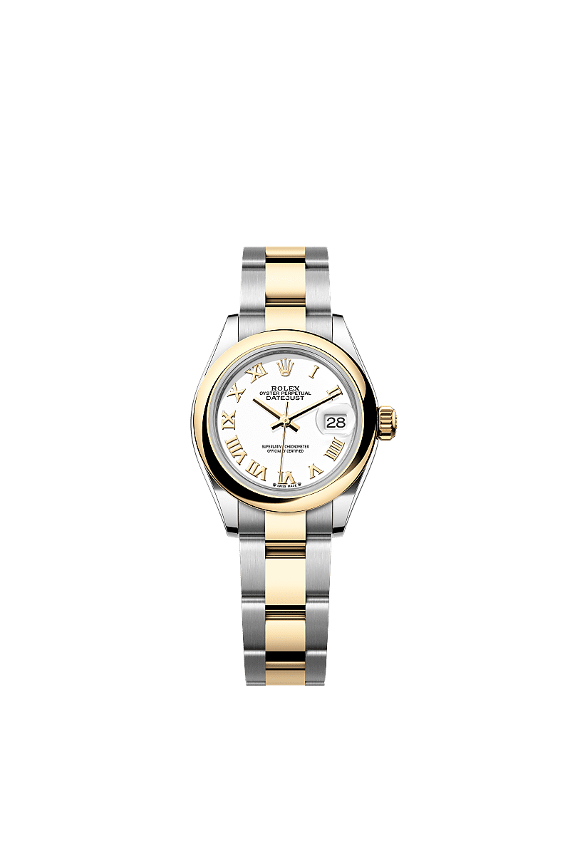 Lady-Datejust, Oyster, 28 мм, сталь Oystersteel и желтое золото, Циферблат : Белый, Rolex