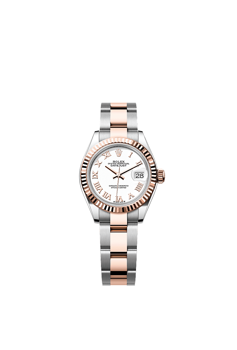 Lady-Datejust, Oyster, 28 mm, Oystersteel en Everose-goud, Wijzerplaat : Wit, Rolex