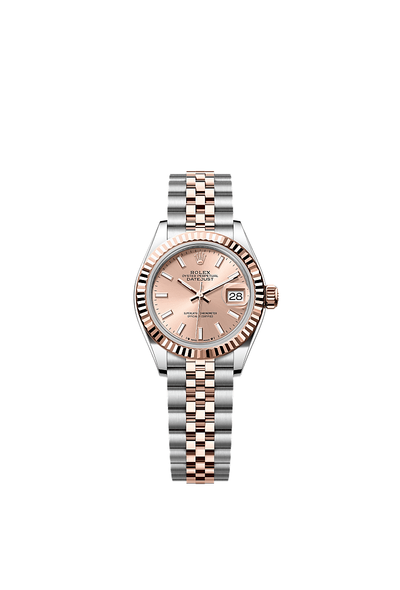 Lady-Datejust, Oyster, 28 mm, thép Oystersteel và vàng Everose, Mặt đồng hồ : Màu hoa hồng, Rolex