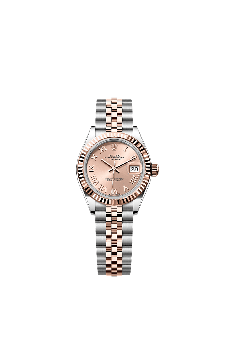 Lady-Datejust, Oyster, 28 มม., Oystersteel และเอเวอร์โรสโกลด์, หน้าปัด : สีชมพูกุหลาบ, Rolex