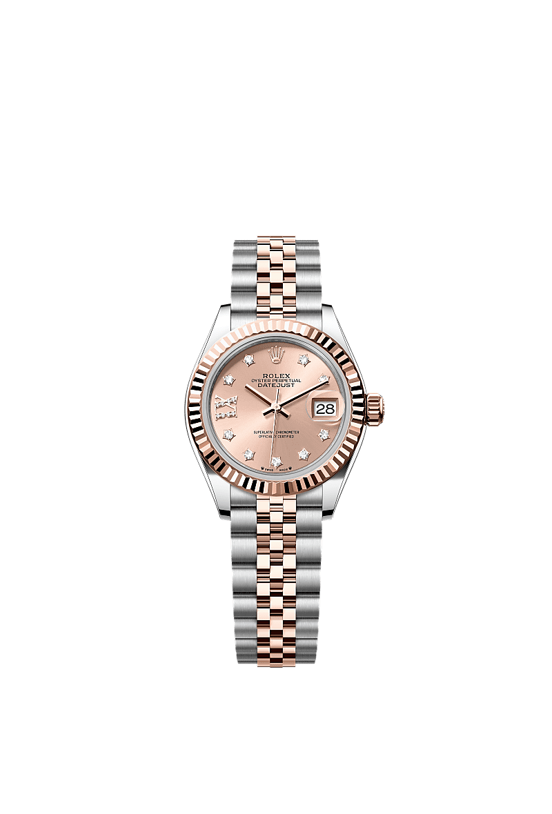 Lady-Datejust, Oyster, 28 มม., Oystersteel และเอเวอร์โรสโกลด์, หน้าปัด : สีชมพูกุหลาบประดับเพชร, Rolex