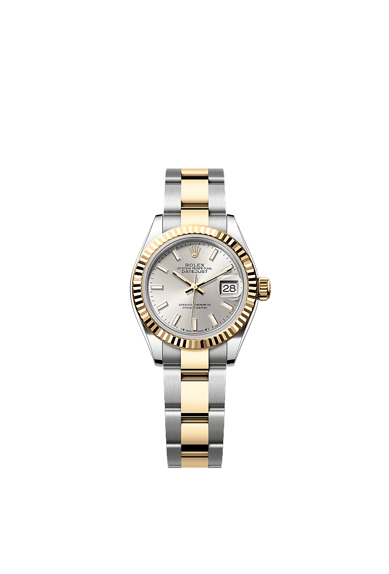 Lady-Datejust, Oyster, 28 mm, Oystersteel and yellow gold, Dial : Silver, Rolex