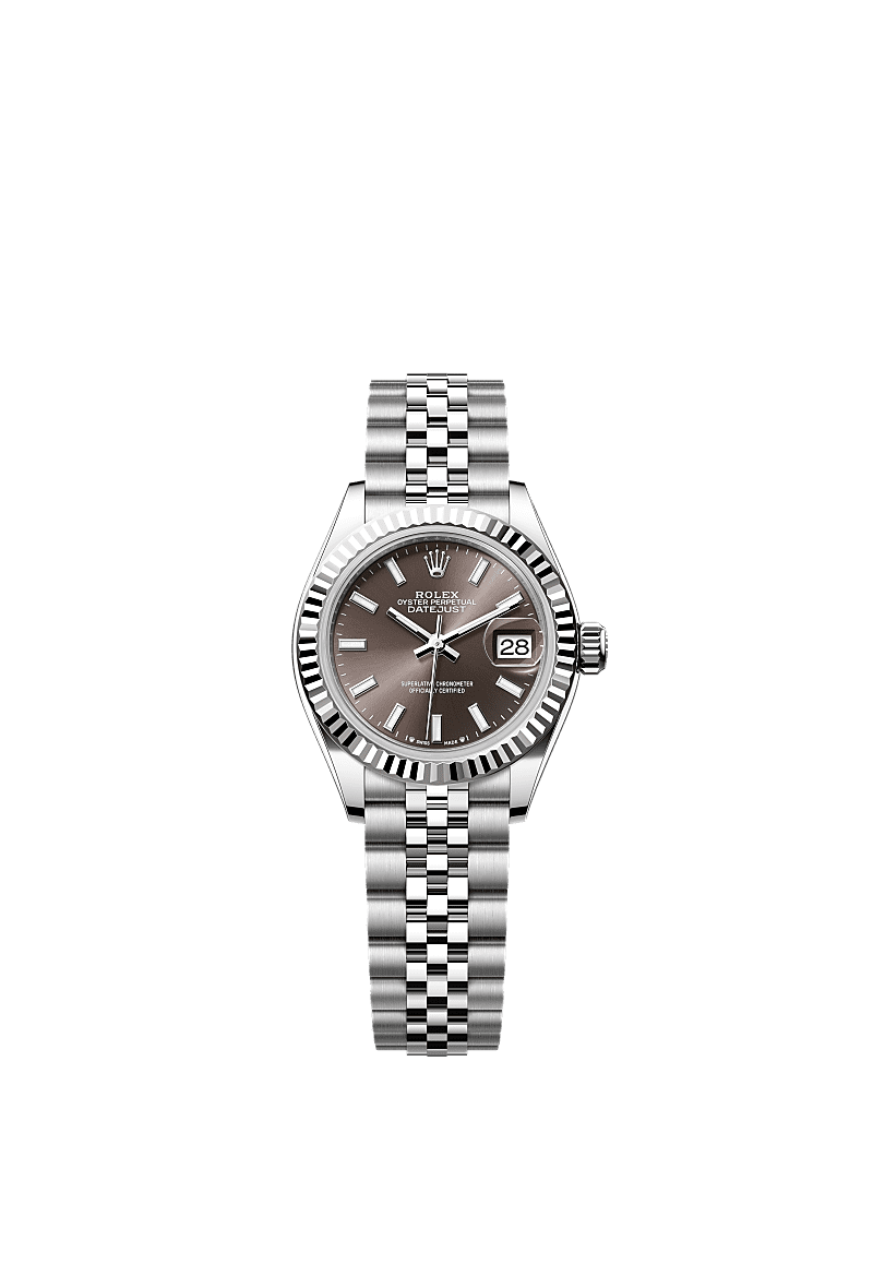 Lady-Datejust, Oyster, 28 mm, Oystersteel en witgoud, Wijzerplaat : Donkergrijs, Rolex