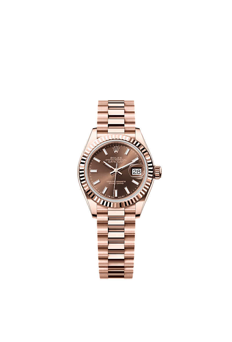 Lady-Datejust, 蠔式,28毫米,永恒玫瑰金, 錶面 : 巧克力色, Rolex