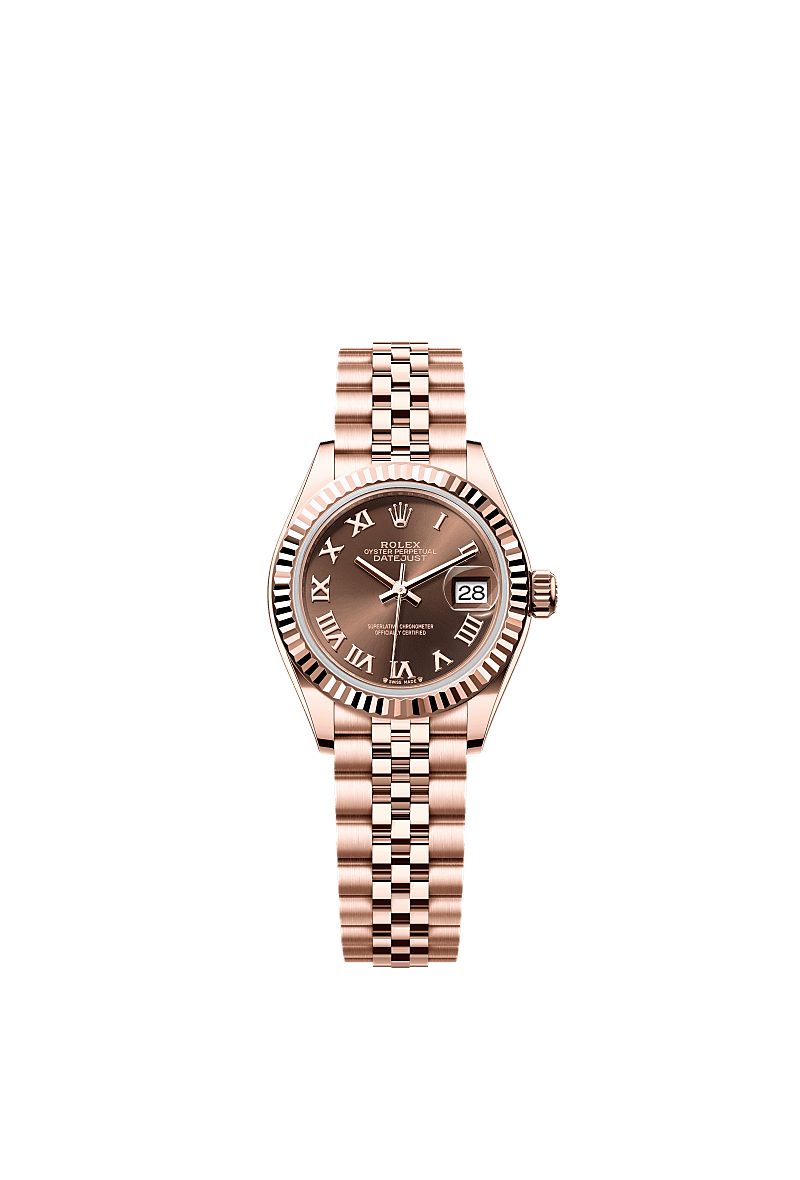 Lady-Datejust, 蠔式,28毫米,永恒玫瑰金, 錶面 : 巧克力色, Rolex