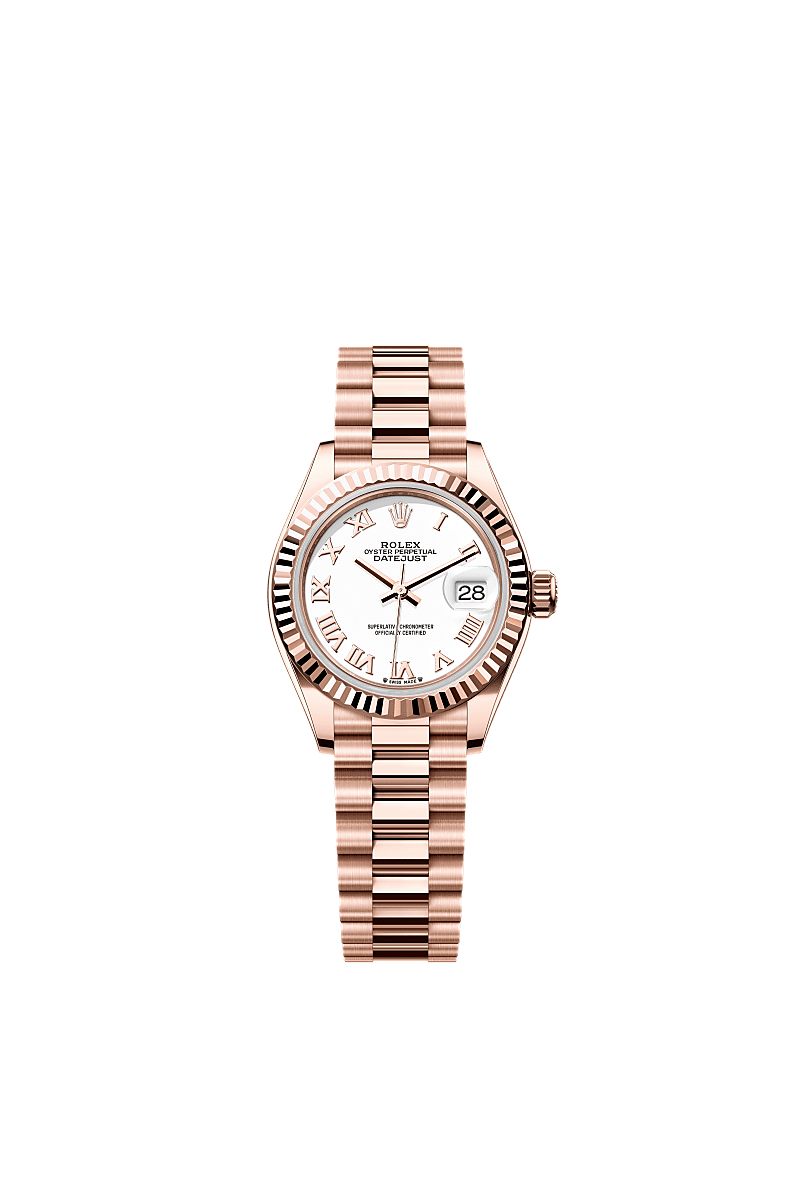 Lady-Datejust, 蠔式,28毫米,永恒玫瑰金, 錶面 : 白色, Rolex