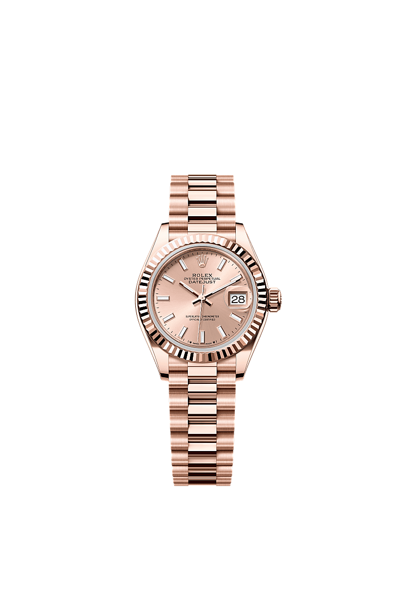 Lady-Datejust, Oyster, 28 mm, or Everose, Cadran : Couleur rosé, Rolex