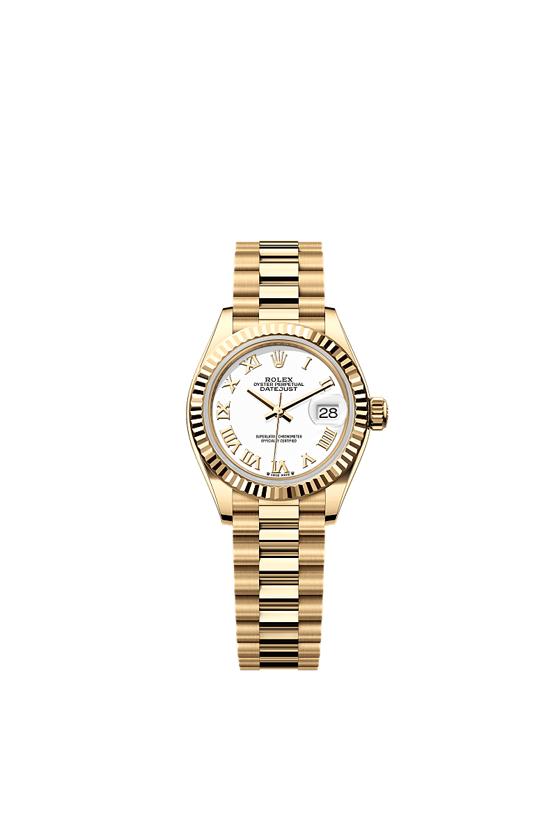 Lady-Datejust, Oyster, 28 mm, yellow gold, Dial : White, Rolex