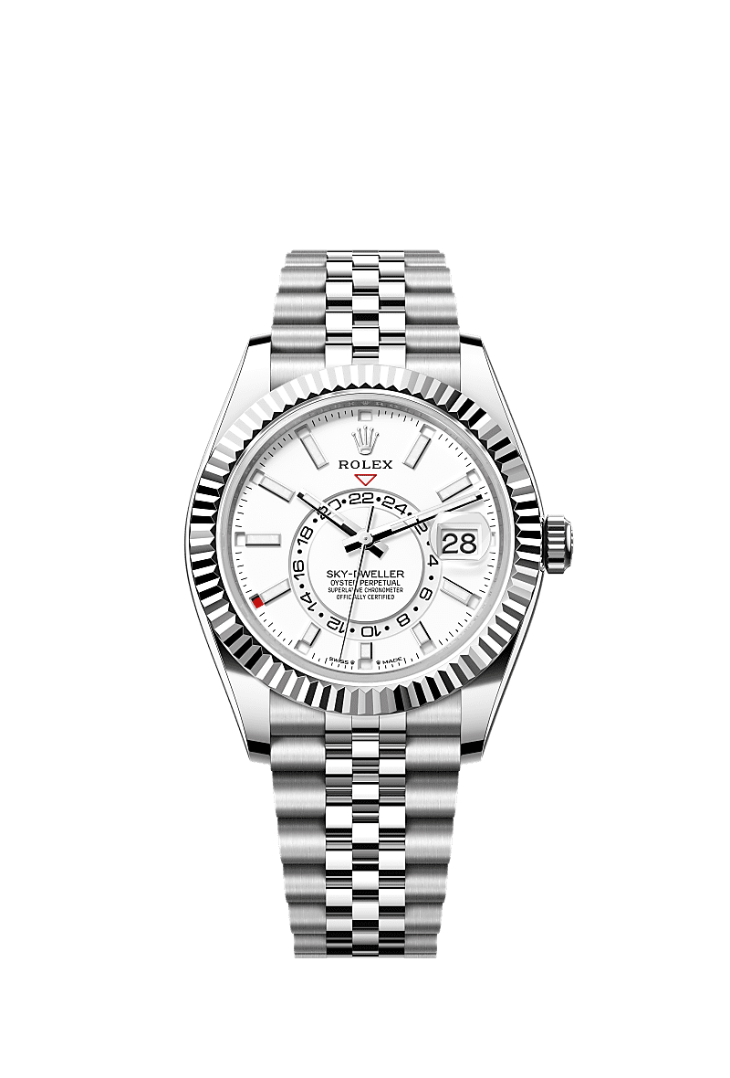 Sky-Dweller, Oyster, 42 мм, сталь Oystersteel и белое золото, Циферблат : Насыщенно-белый, Rolex