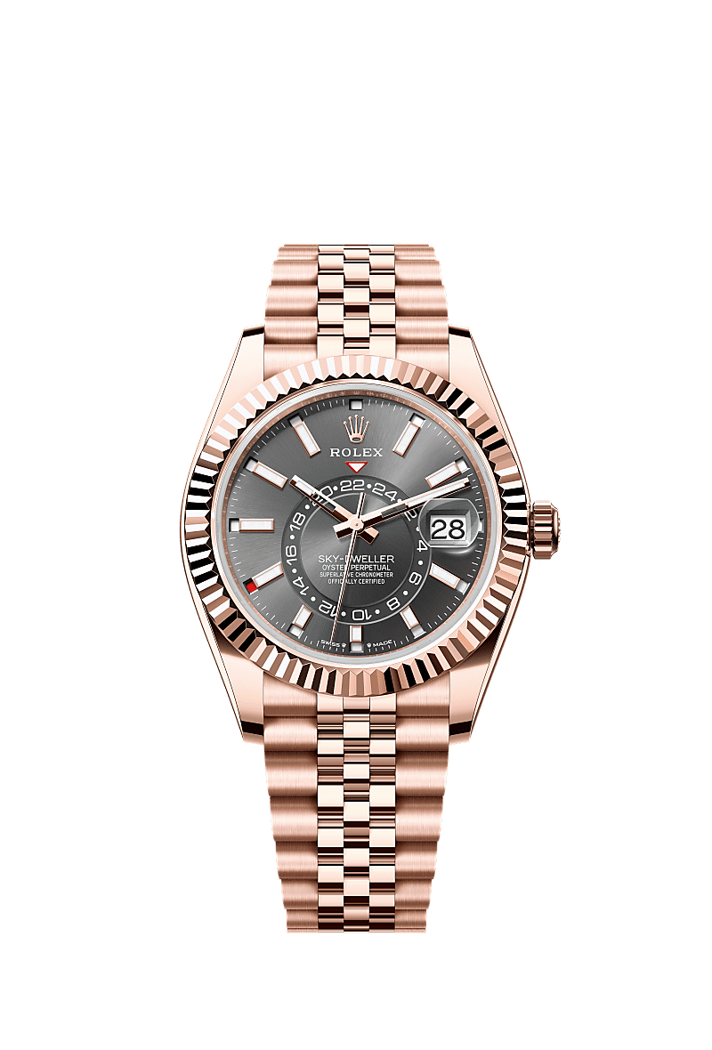Sky-Dweller, Oyster, 42 mm, różowe złoto Everose, Tarcza : Ciemnoszara, Rolex
