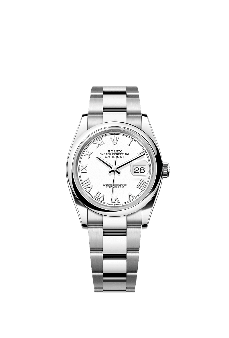 Silver rolex white face top