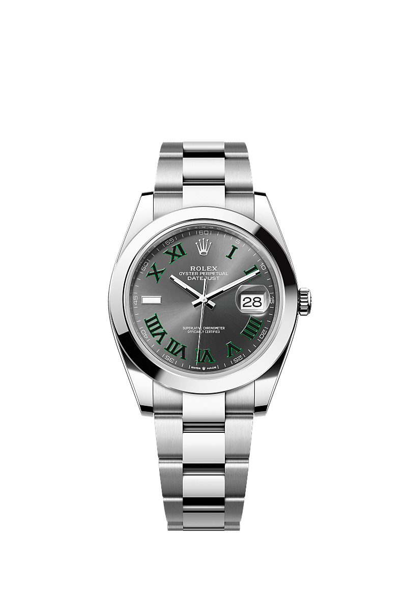 Rolex datejust slate green roman outlet