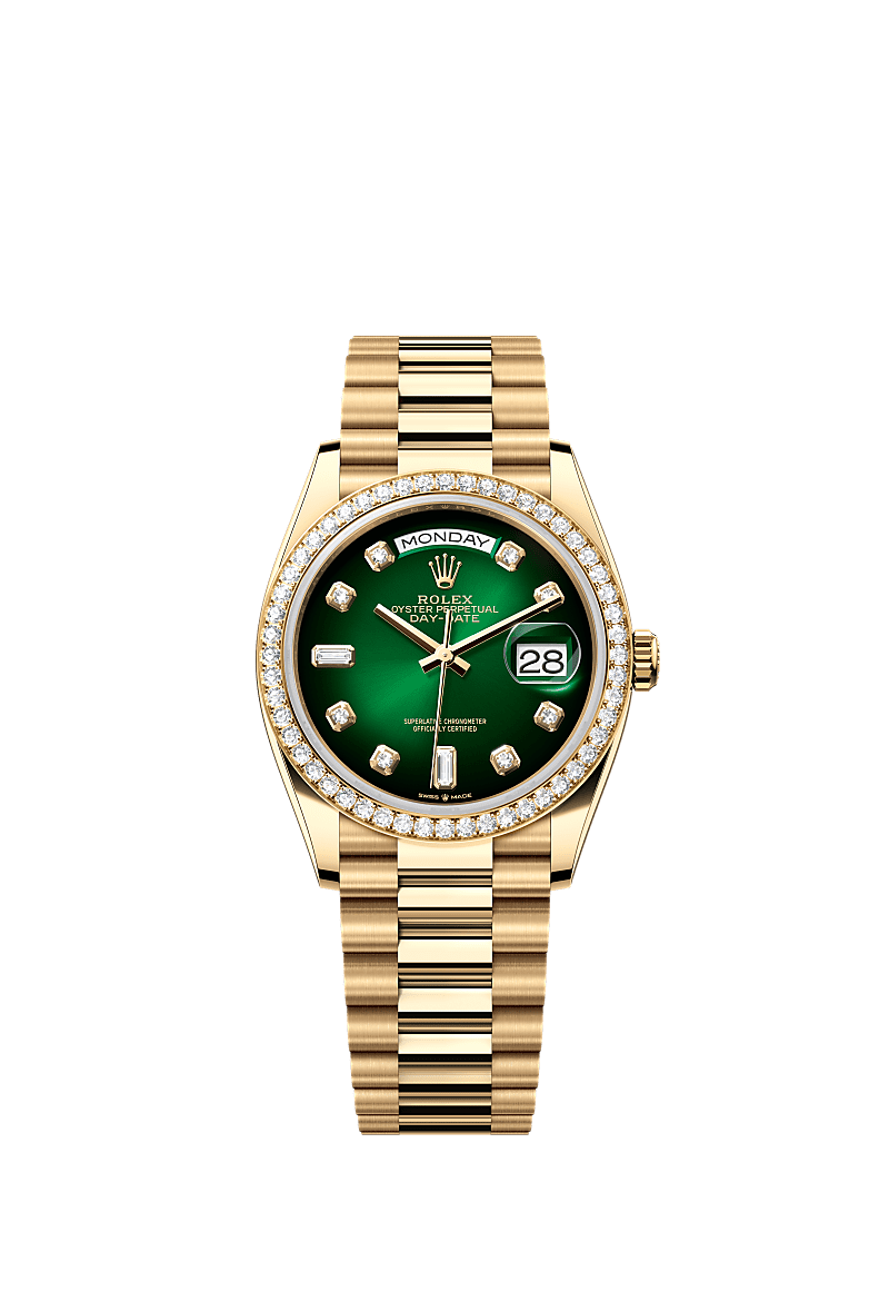 Rolex green face gold top