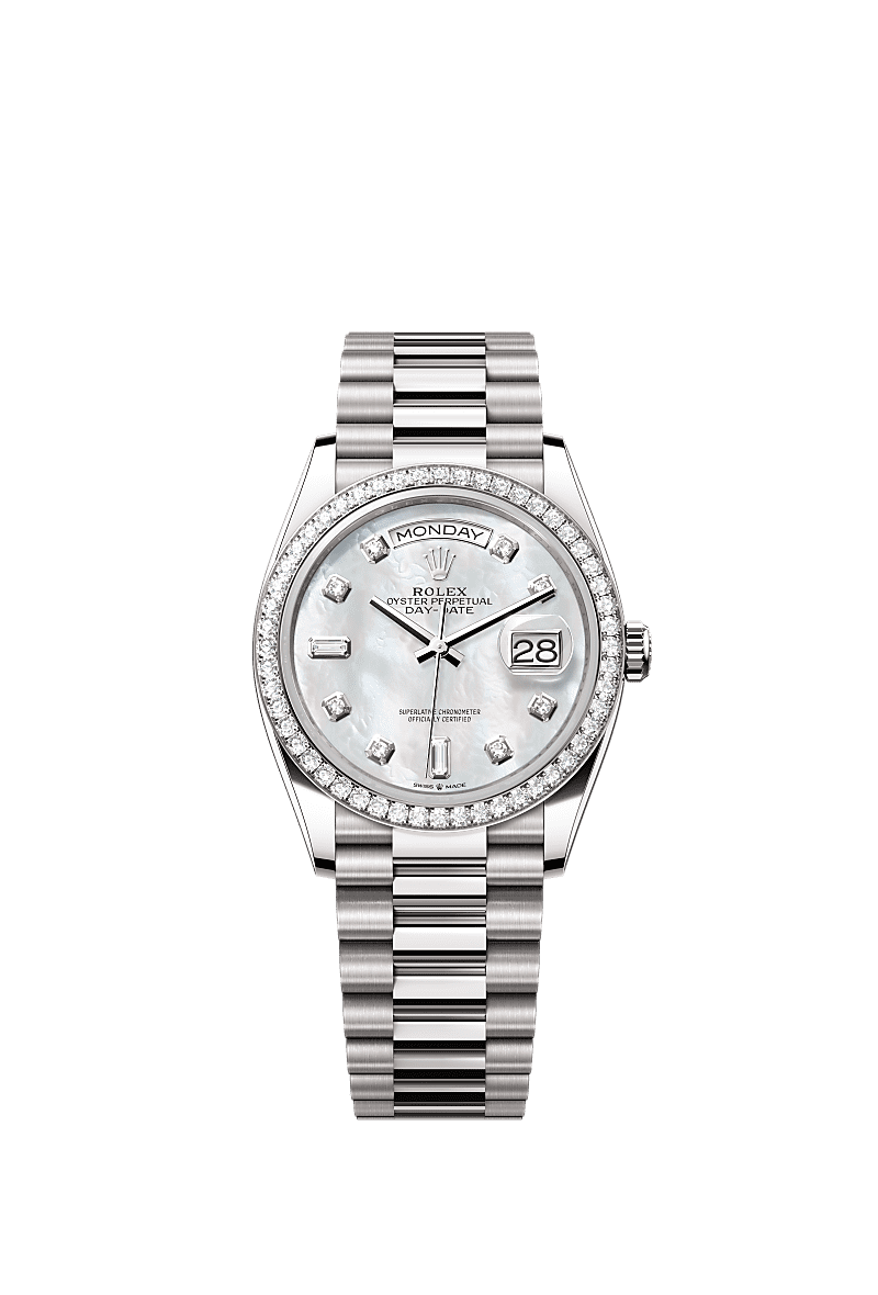 Rolex Day Date 36 watch 18 kt white gold m128349rbr 0004