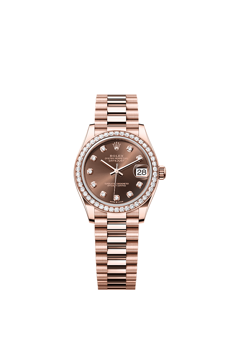 Rolex datejust rose gold diamond online